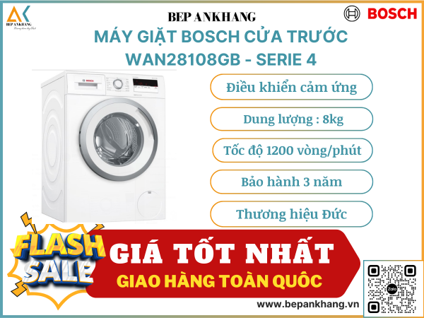 MÁY GIẶT BOSCH CỬA TRƯỚC WAN28108GB - SERIE 4